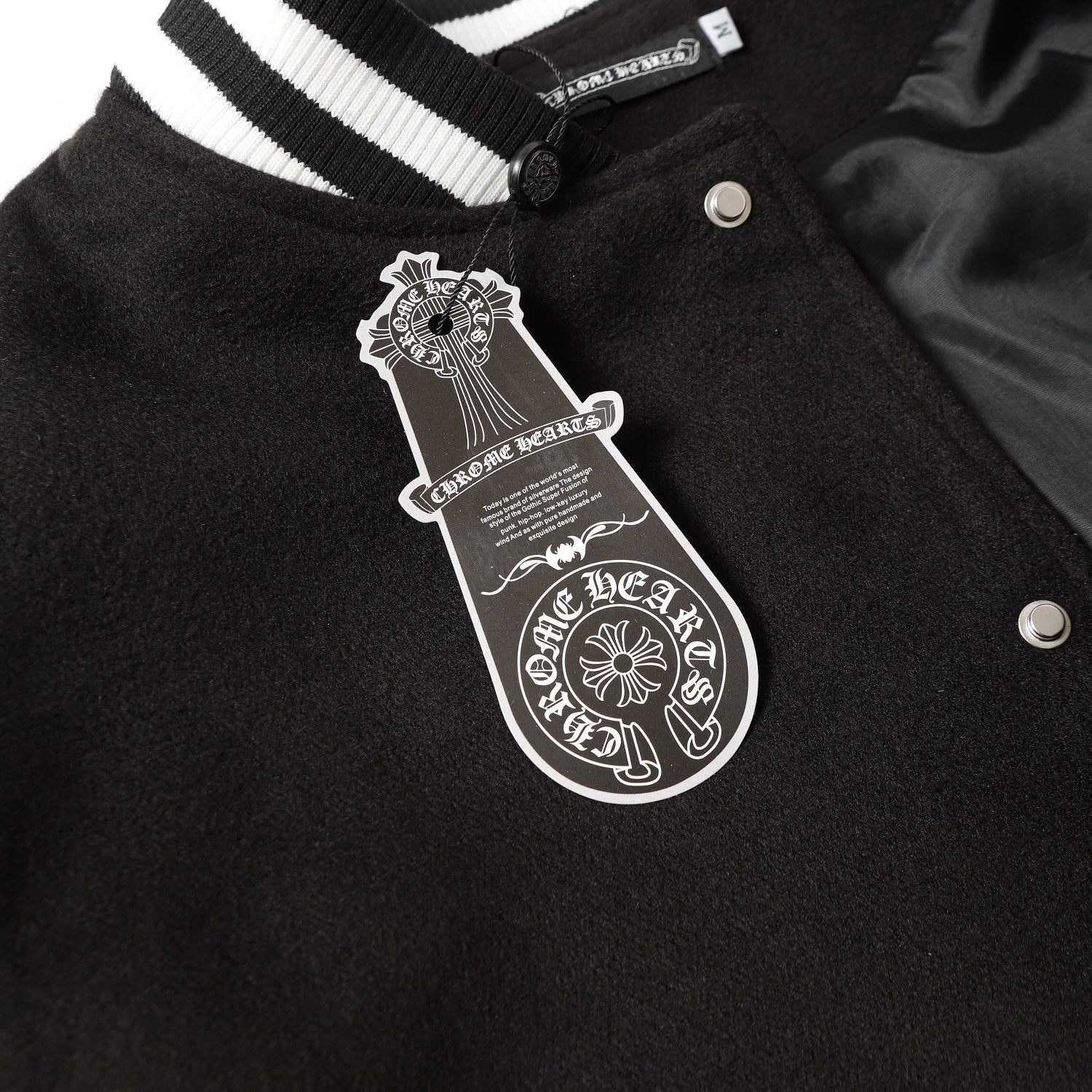 Cross Embroidered Leather Sleeve Varsity Jacket - Black Street Style 116